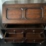 Vintage Jacobean Style Oak Bureau Desk - Leather Inset & Barley Twist Legs Image 7