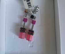 Coeur de Lion GeoCUBE Viva Magenta Pink Swarovski Crystal Earrings New Boxed CAN POST
