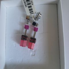 Coeur de Lion GeoCUBE Viva Magenta Pink Swarovski Crystal Earrings New Boxed CAN POST