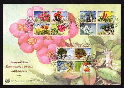 2010 United Nations (US, Geneva & Vienna) Endangered Species Commemorative Stamps United Nations Postal Administration First Day Cover (FDC)