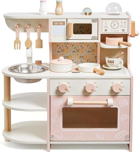 Wooden Play Kitchen for Kids Ages 3-6