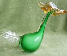 Vintage Whimsical Duck/Roadrunner/Bird Figurine Hand Blown Murano Glass Art
