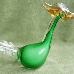 Vintage Whimsical Duck/Roadrunner/Bird Figurine Hand Blown Murano Glass Art