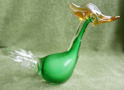 Vintage Whimsical Duck/Roadrunner/Bird Figurine Hand Blown Murano Glass Art