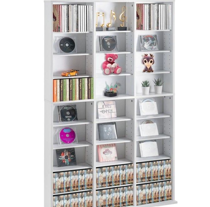 Media Storage Cabinet with Adjustable Shelves  27 Compartments, Holds up to 756 CDs