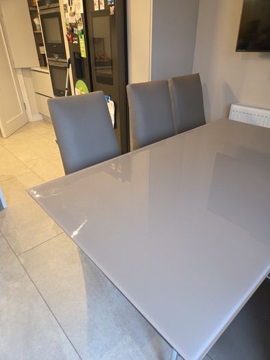 dining table and six chairs