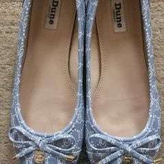 Dune London Ballet Flats Blue Monogram Print UK 5 / EU 38