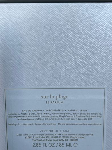 VERONIQUE GABAI Luxury Sur La Plage Eau de Parfum 85ml brand new