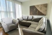 Grey corner sofa + matching armchair