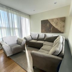 Grey corner sofa + matching armchair