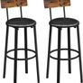 NEW SALE | Bar Stools, Set of 2 PU Upholstered Breakfast Stools, 75.4 cm Tall Seat, Footrest, Simple Assembly Image 2