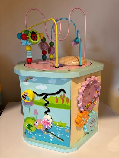 Kids table and chairs and mix of toys and books all have to go together
