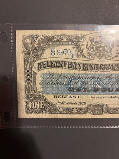 1939 Belfast Banking 1 Pound Note