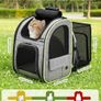 Cat Backpack Expandable, Backpack for Cats & Small Dogs, Grey  Hands Free Pet Backpack with 4-Side Breathable Mesh, Multi-Entry & Lockable Zippers for Travel, Hiking, Camping Image 2