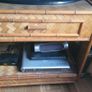 Vintage Rattan and Wood TV Media Stand Unit on Castor Wheels Image 2