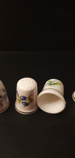 Collection of Flower Themed Gold Coloured Edged Thimbles