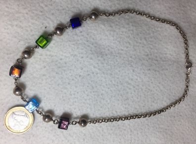 Sterling silver necklace with glass beaded
