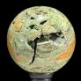 Polished Green Smithsonite Sphere with Natural Vug Vain on Display Stand (14.6 x 7.1cm) - Natural Stone Image 2