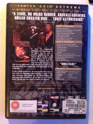 Oldboy (A Park Chan-wook Film) [2003] Choi Min-sik, Yoo Ji-tae & Kang Hye-jung [Movie 2xDVD] South Korean Movie