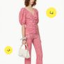 Ganni Red Pink White Gingham Check Ruched Tube Top 20UK/48EU Image 4