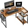 L Shaped Desk 100CM Computer Desk Study Office Desk Gaming Desk Writing Table With Bookshelf Reversible Corner Desk For Home Office Studio Workstation Image 2