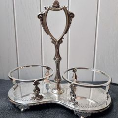 Antique 1868 Silver Plated Twin Wine Bottle Coaster Stand Holder Carrier