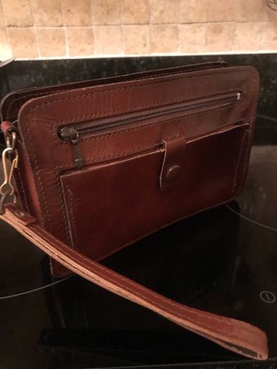 Leather Wrist Clutch Bag