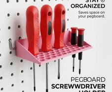 3D Printed Pegboard Screwdriver Holder - Organiser Rack