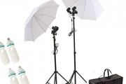 500W 4 Bulb White Umbrella Continuous Lighting Kit