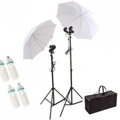 500W 4 Bulb White Umbrella Continuous Lighting Kit
