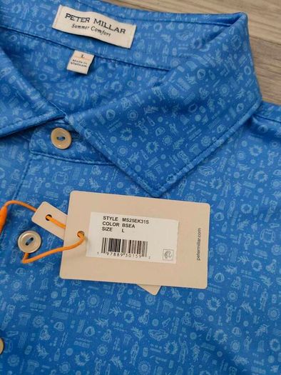 NEW Peter Millar Patterned Golf Polo Shirt Mens Large