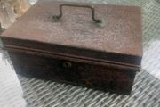 Antique Irish metal money box, prop, theatre TV, D18