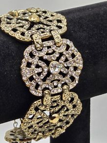 Erickson Beamon Gold Tone Crystal Statement Bracelet