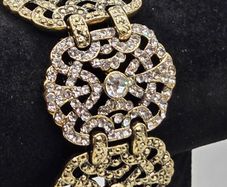 Erickson Beamon Gold Tone Crystal Statement Bracelet
