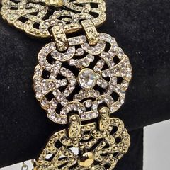 Erickson Beamon Gold Tone Crystal Statement Bracelet