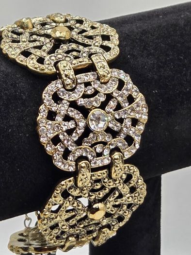 Erickson Beamon Gold Tone Crystal Statement Bracelet
