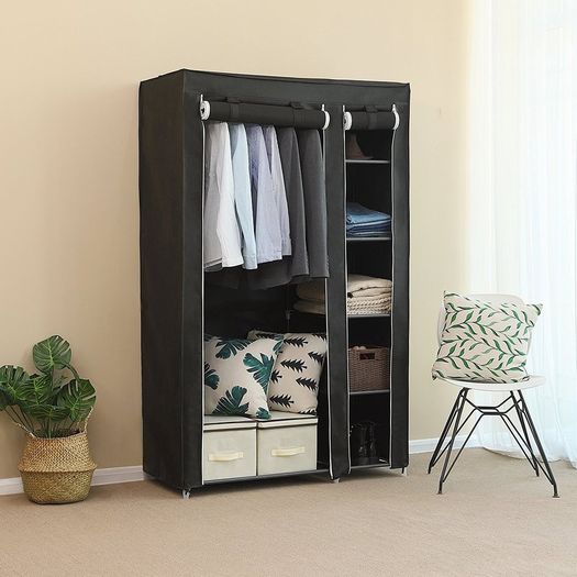 Canvas Folding Fabric Wardrobe 175 x 110 x 45 cm  - FREE DELIVERY NATIONWIDE