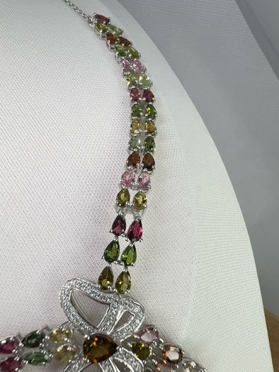 Silver Multi Tourmaline & Zircon Butterfly Lariat