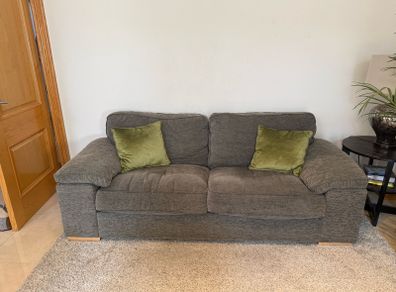 Brown Fabric 3-Seater Sofa