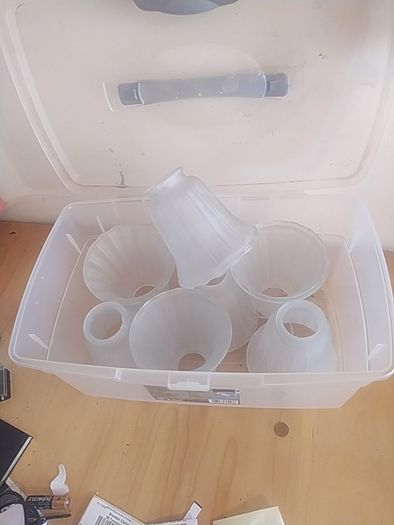 lampshades ,set of 7 frosted glass lamp shades (vintage)