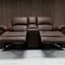 Roman 2 Seater Brown Leather Recliner Sofa Image 3