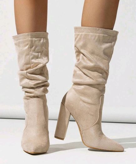 Brand New Apricot Slip On  Suede Ankle Boots, size 40