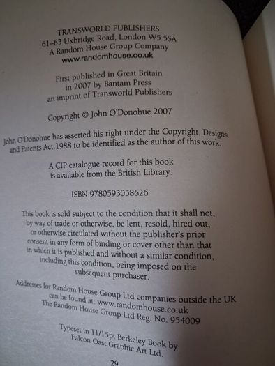 Benedictus / John O' Donohue / 1st. Ed., 2007