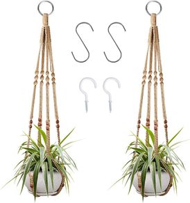 2 Pcs Plant Hangers Hanging Plant Holder for Indoor Outdoor Decor Macrame Hanging Planter Basket with 4 Hooks(35 Inch)