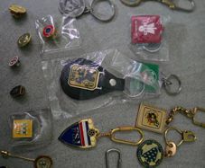 14 pins and 11 key rings from different football associations around the world