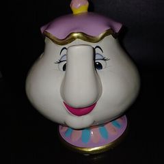 mrs potts teapot, cups and money box