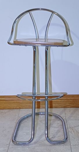 Designer Bar Stools - Wood & Chrome Steel