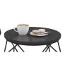 Round Coffee Table, Set of 2, Side Table, Sofa End Table, Modern Style, Removable Top, Steel Frame, for Living Room, Black Image 3