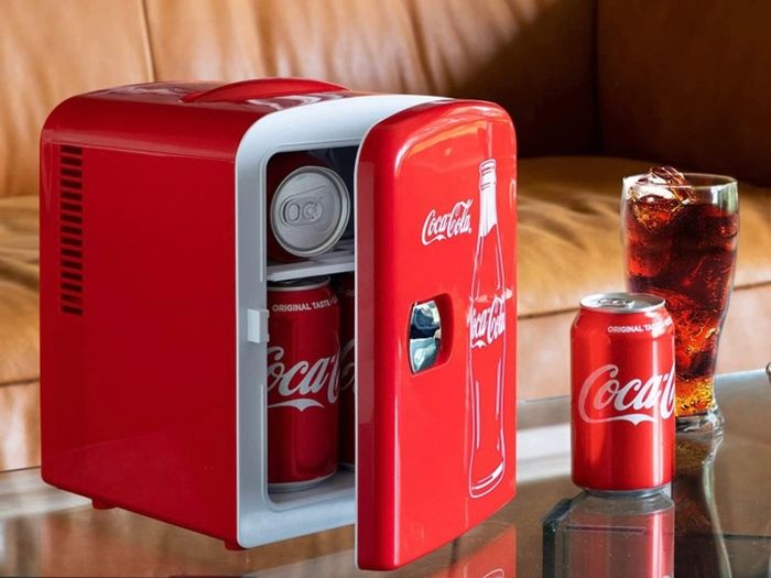 Coca Cola (Classic) 4 Liter/6 Can Portable Fridge/Mini Cooler for Food, Beverages, Skincare -Use at Home, Office, Dorm, Car, Boat-AC & DC Plugs Included (FREE POSTAGE)