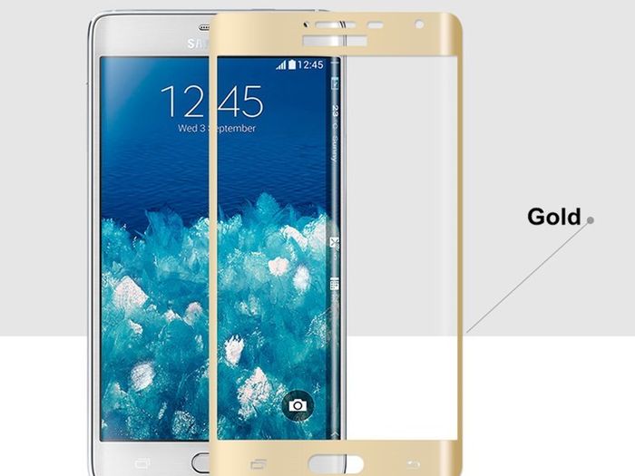 Full Curved 3D Tempered Glass Protector For Samsung Note Edge N9150 - Gold